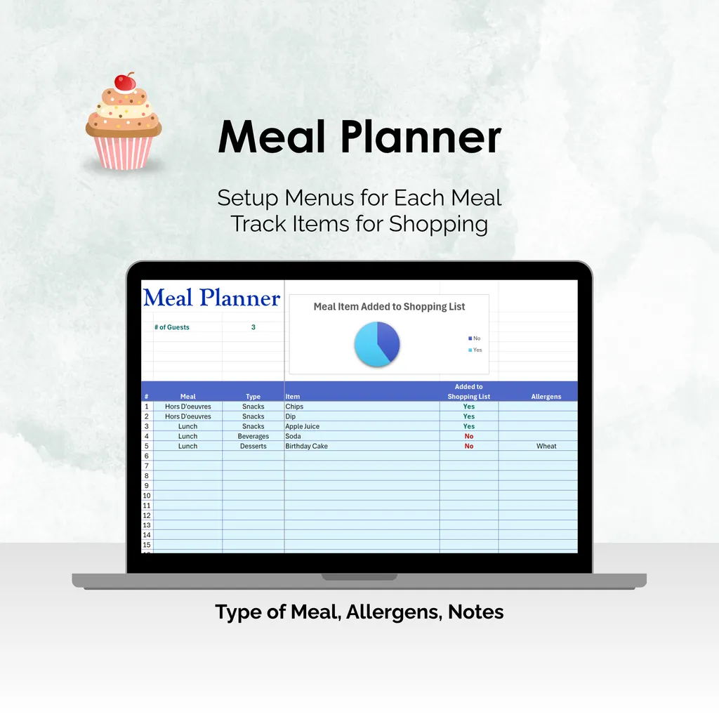 Party Planner - Excel - Meal Planner