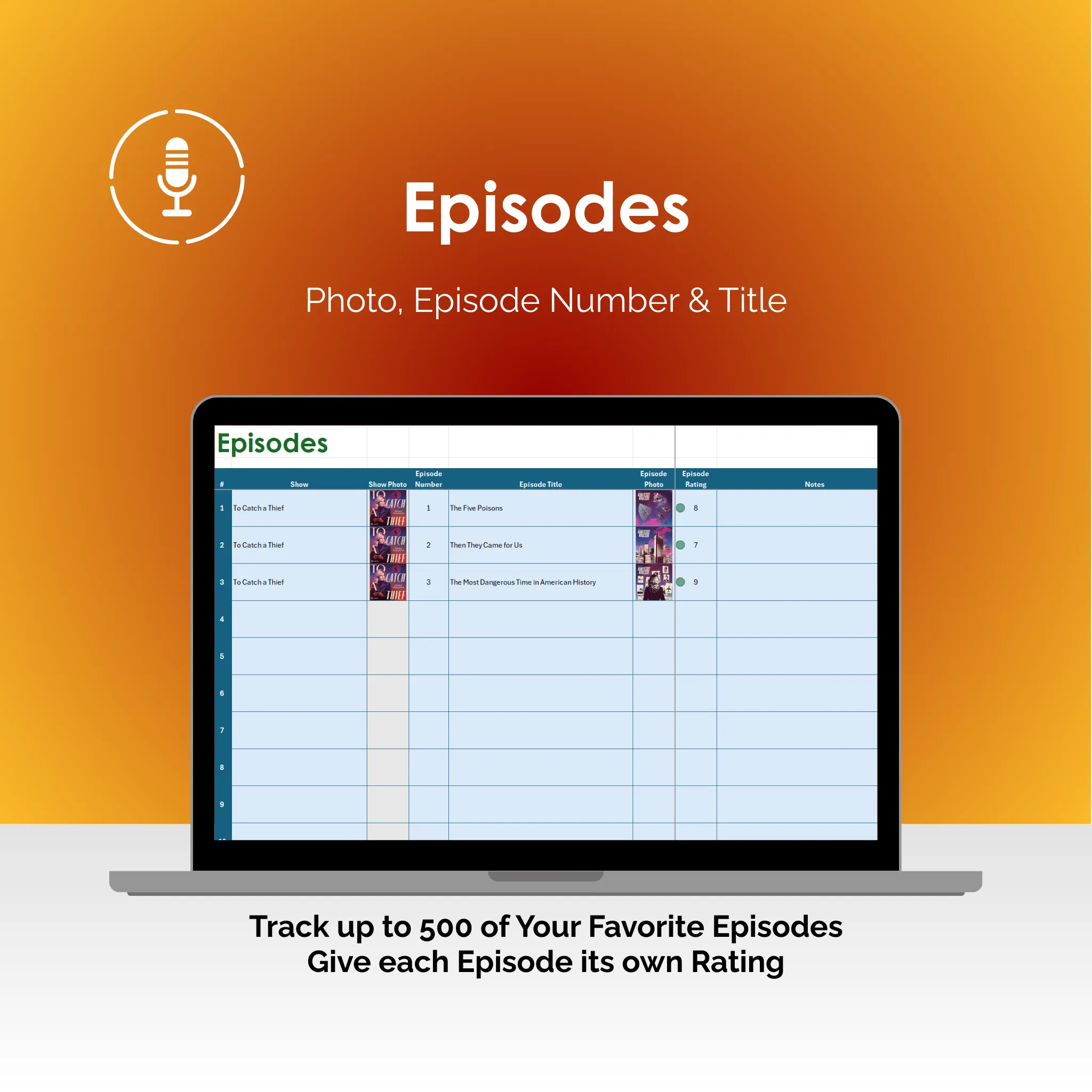 Podcast Tracker - Excel - Episodes