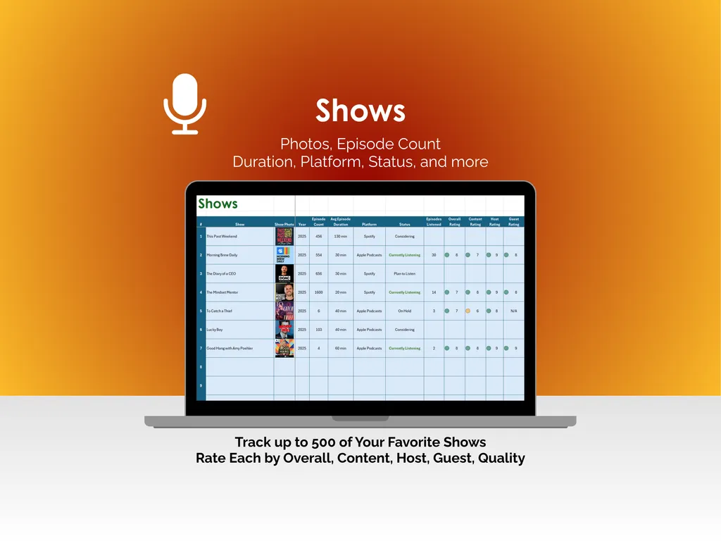 Podcast Tracker - Excel - Shows