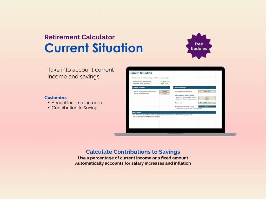 Retirement Calculator - Excel - Current Situation