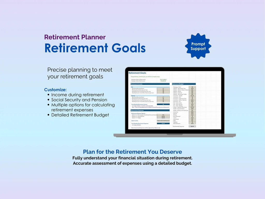 Retirement Planner - Excel - Retirement Goals