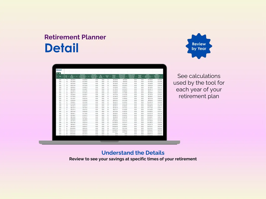 Retirement Planner - Sheets - Detail