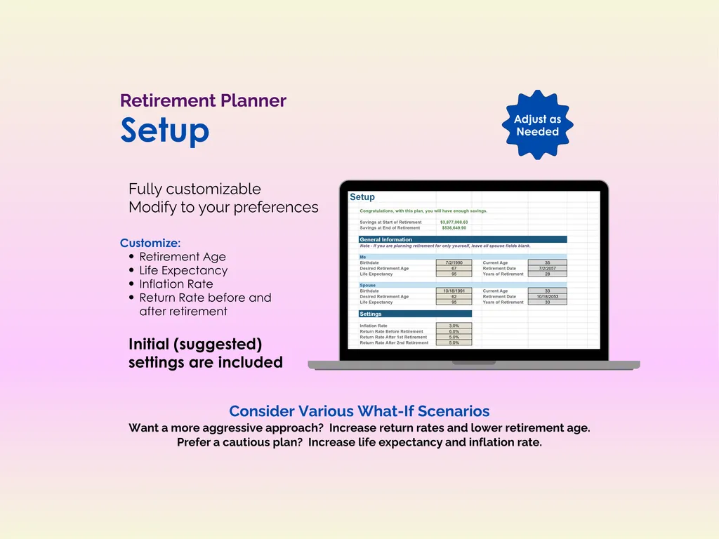 Retirement Planner - Sheets - Setup