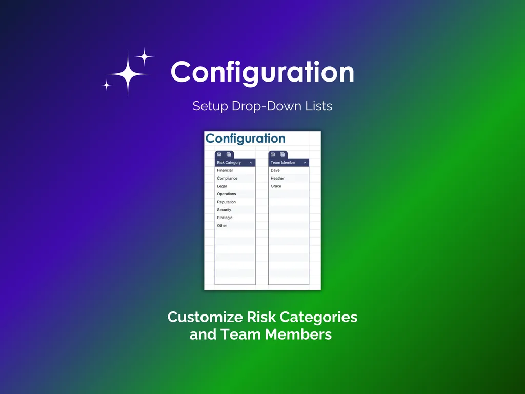 Risk Register and Matrix - Sheets - Configuration