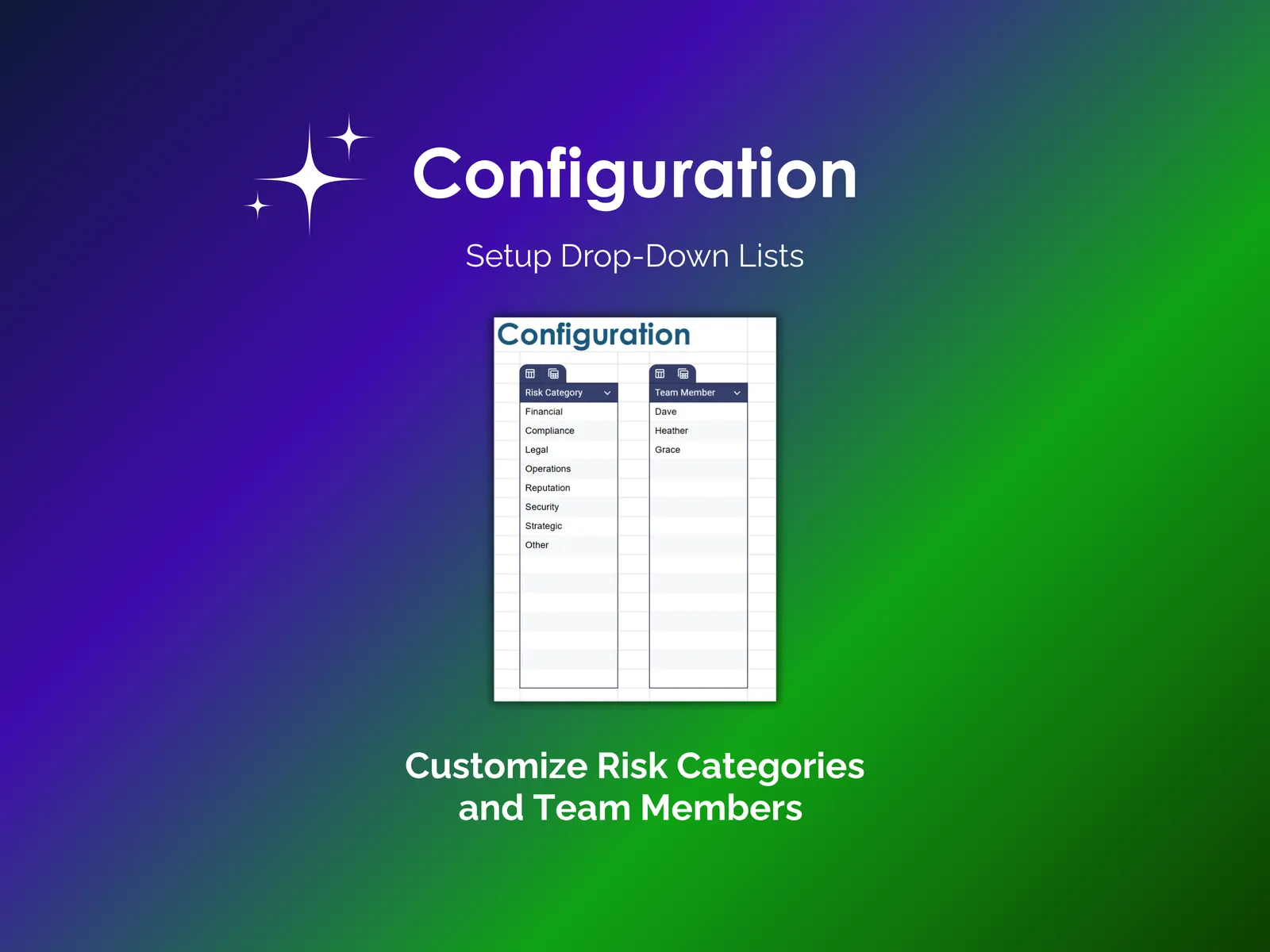 Risk Register and Matrix - Sheets - Configuration