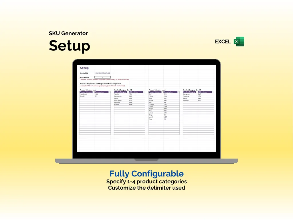SKU Generator - Excel - Setup