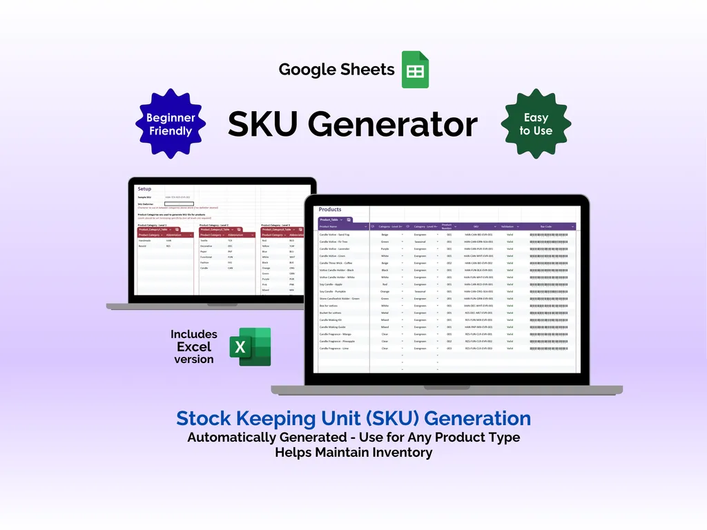 SKU Generator - Sheets - Tools to help any bakery business