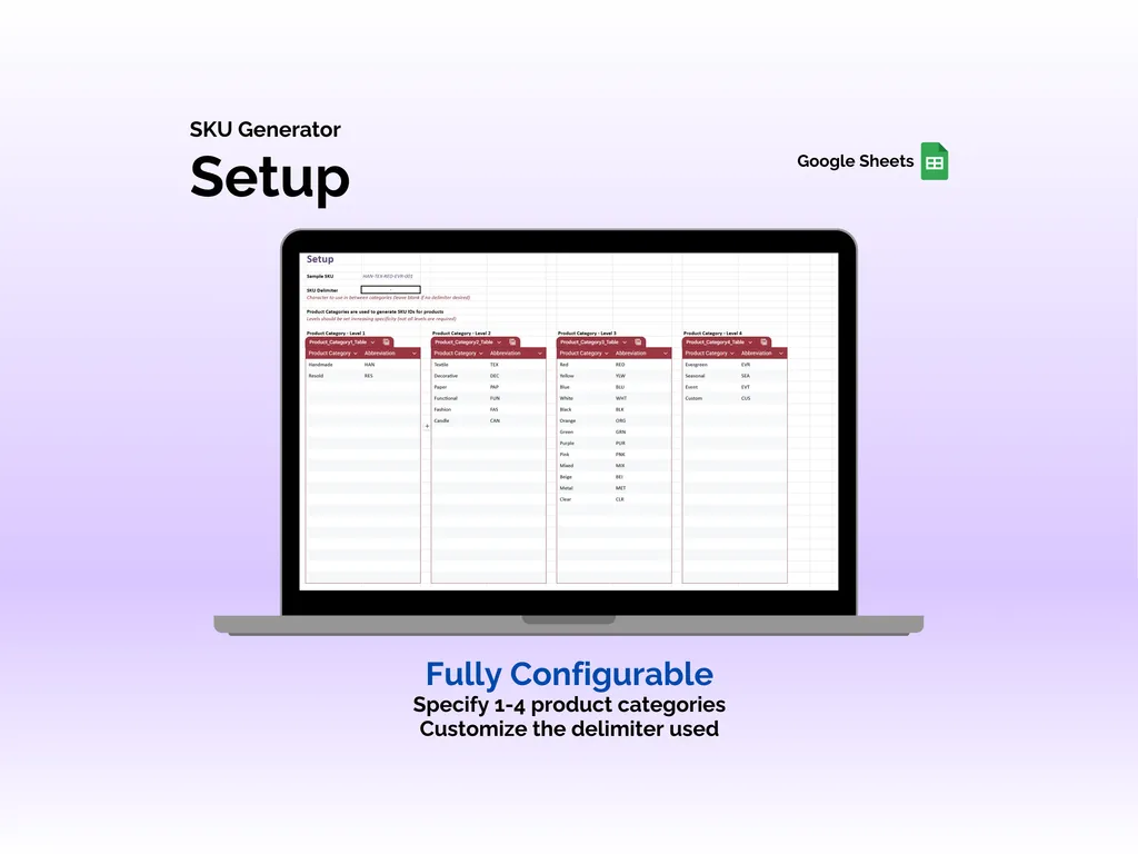 SKU Generator - Sheets - Setup