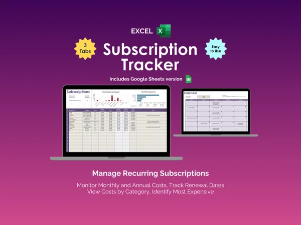 Subscription Tracker - Excel