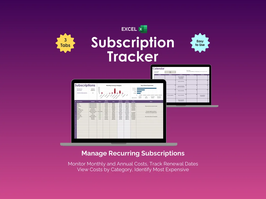 Subcription Tracker - Excel