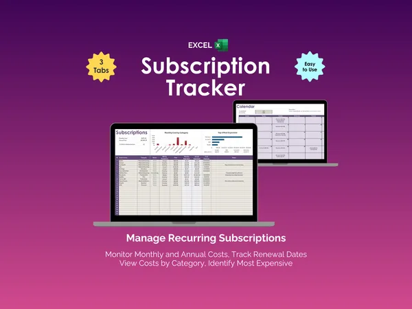 Subscription Tracker - Excel
