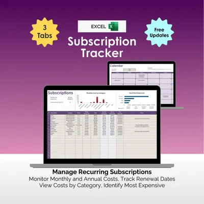 Subscription Tracker - Excel