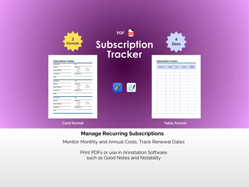 Subcription Tracker - PDF