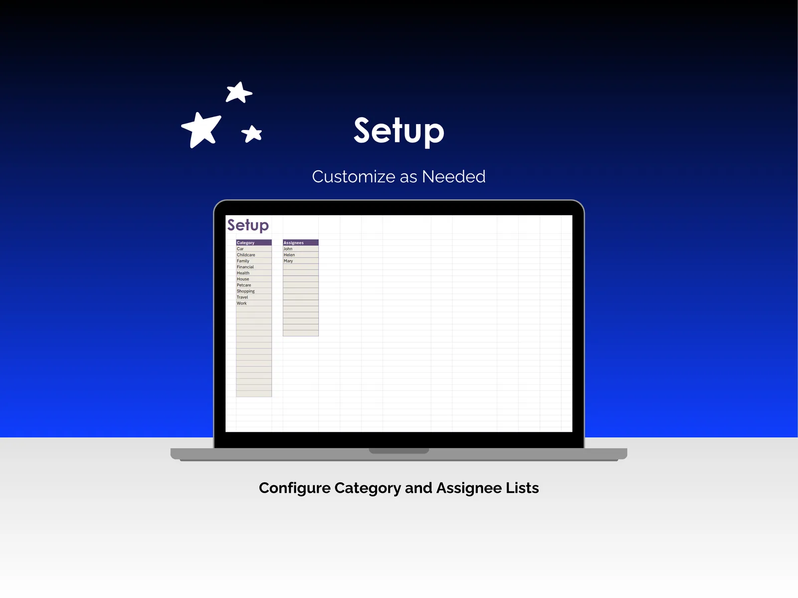 Task Tracker - Excel - Setup