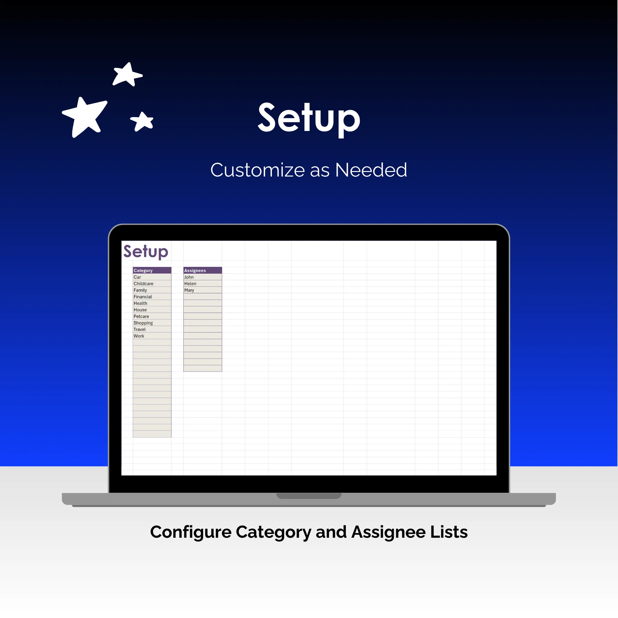 Task Tracker - Excel - Setup