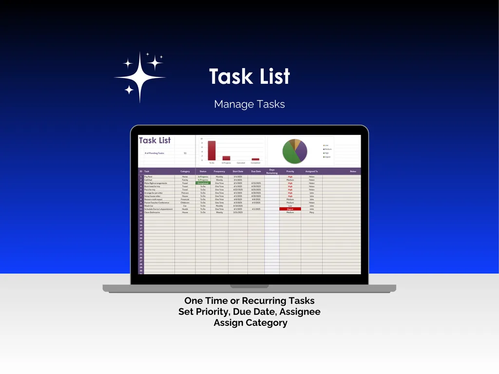 Task Tracker - Excel - Task List
