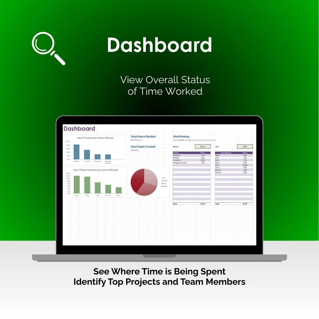 Time Tracker - Excel - Dashboard