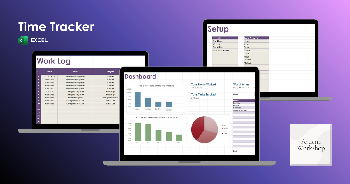 Time Tracker - Excel | Ardent Workshop