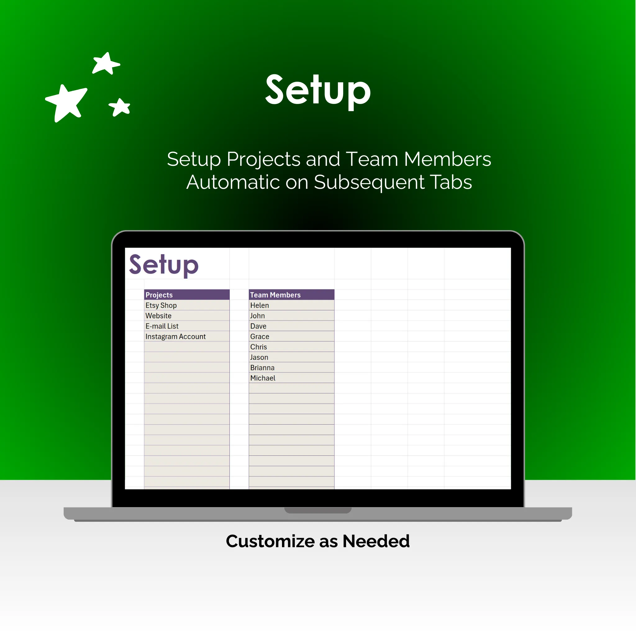 Time Tracker - Excel - Setup