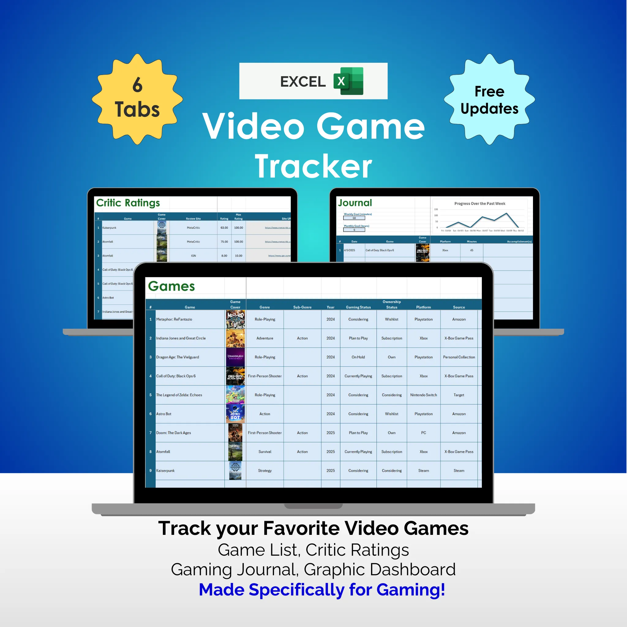 Video Game Tracker - Excel