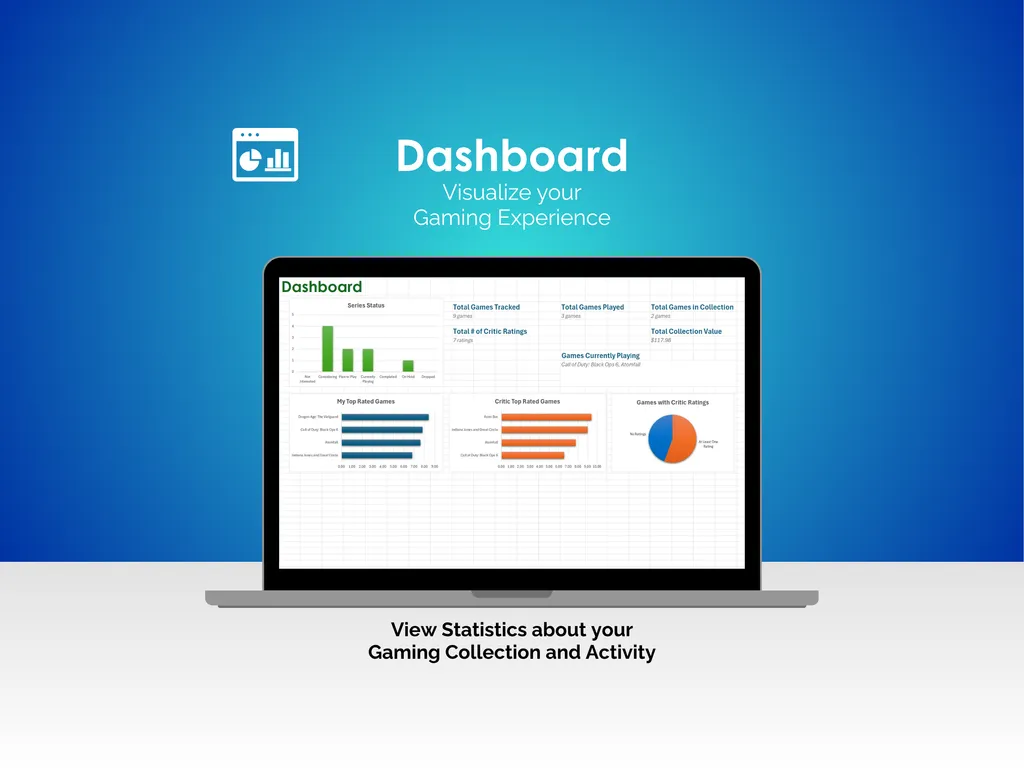 Video Game Tracker - Excel - Dashboard