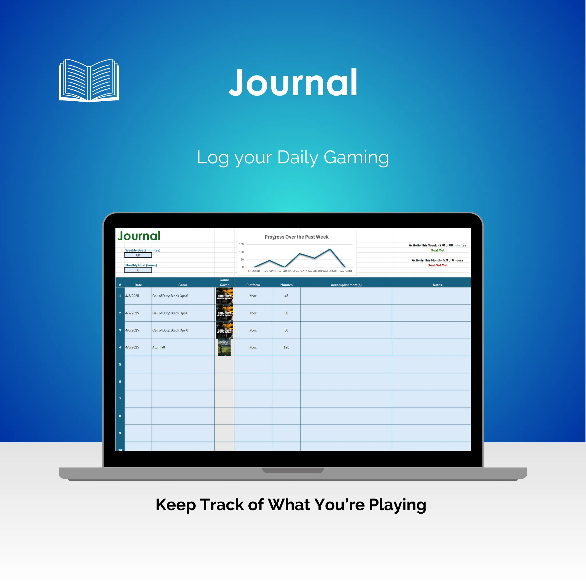 Video Game Tracker - Excel - Journal