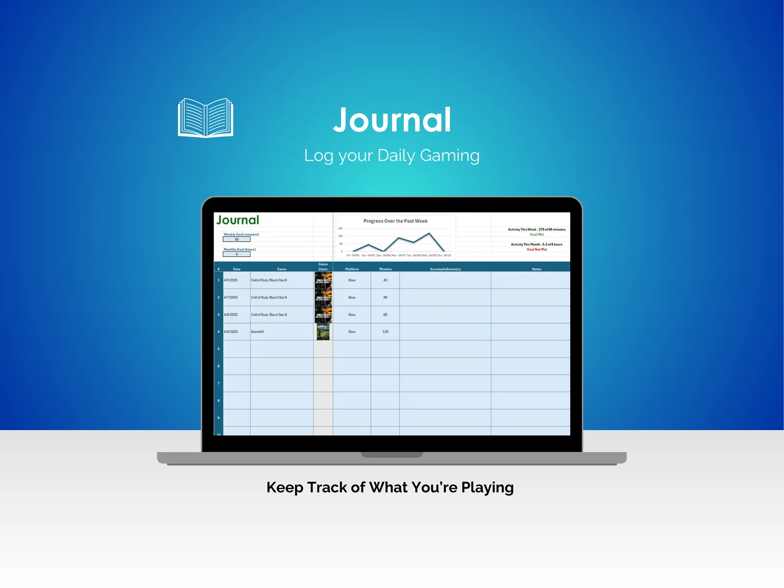 Video Game Tracker - Excel - Journal