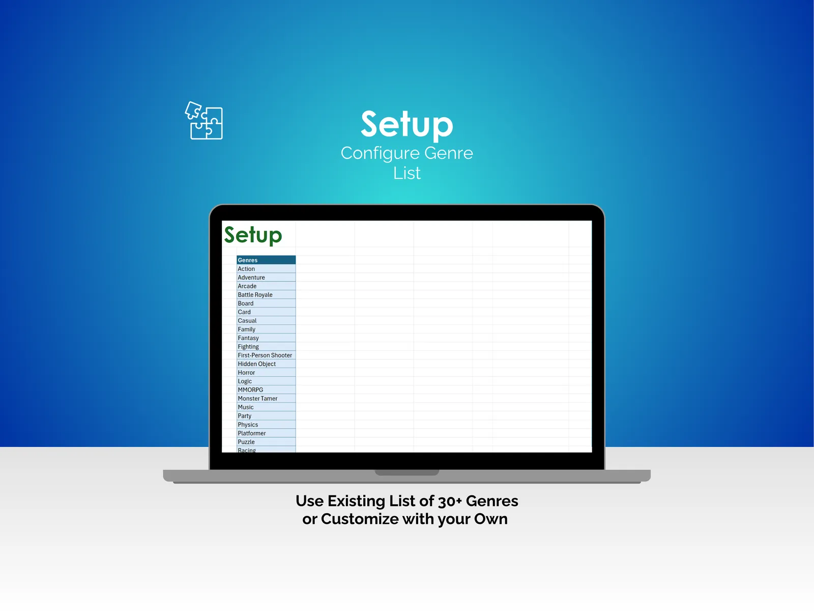 Video Game Tracker - Excel - Setup
