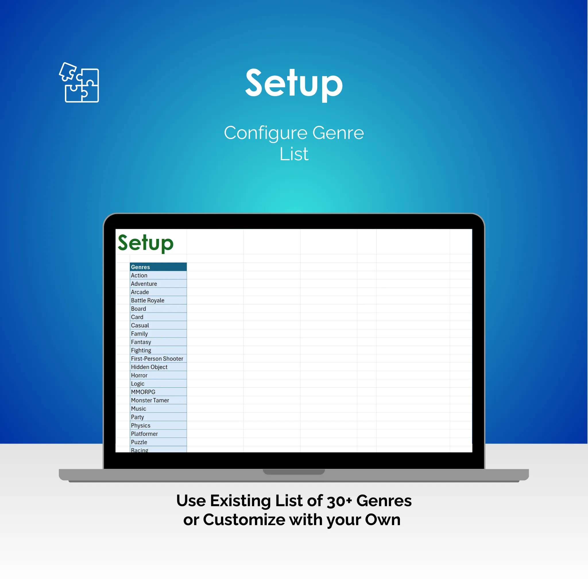 Video Game Tracker - Excel - Setup