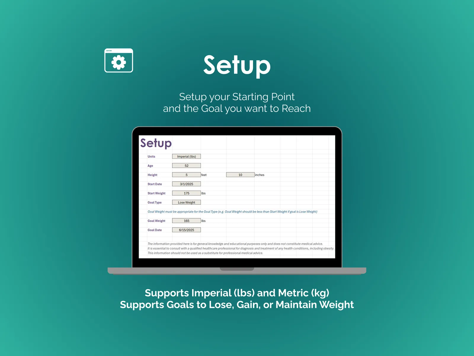 Weight Tracker - Excel - Setup