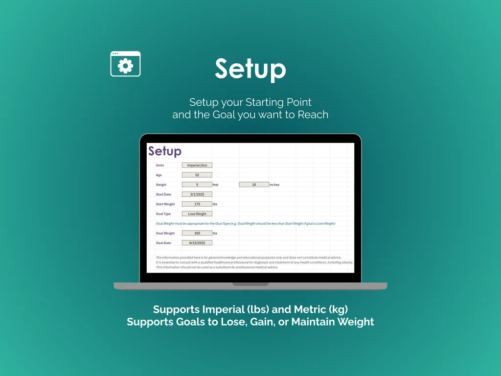 Weight Tracker - Excel - Setup